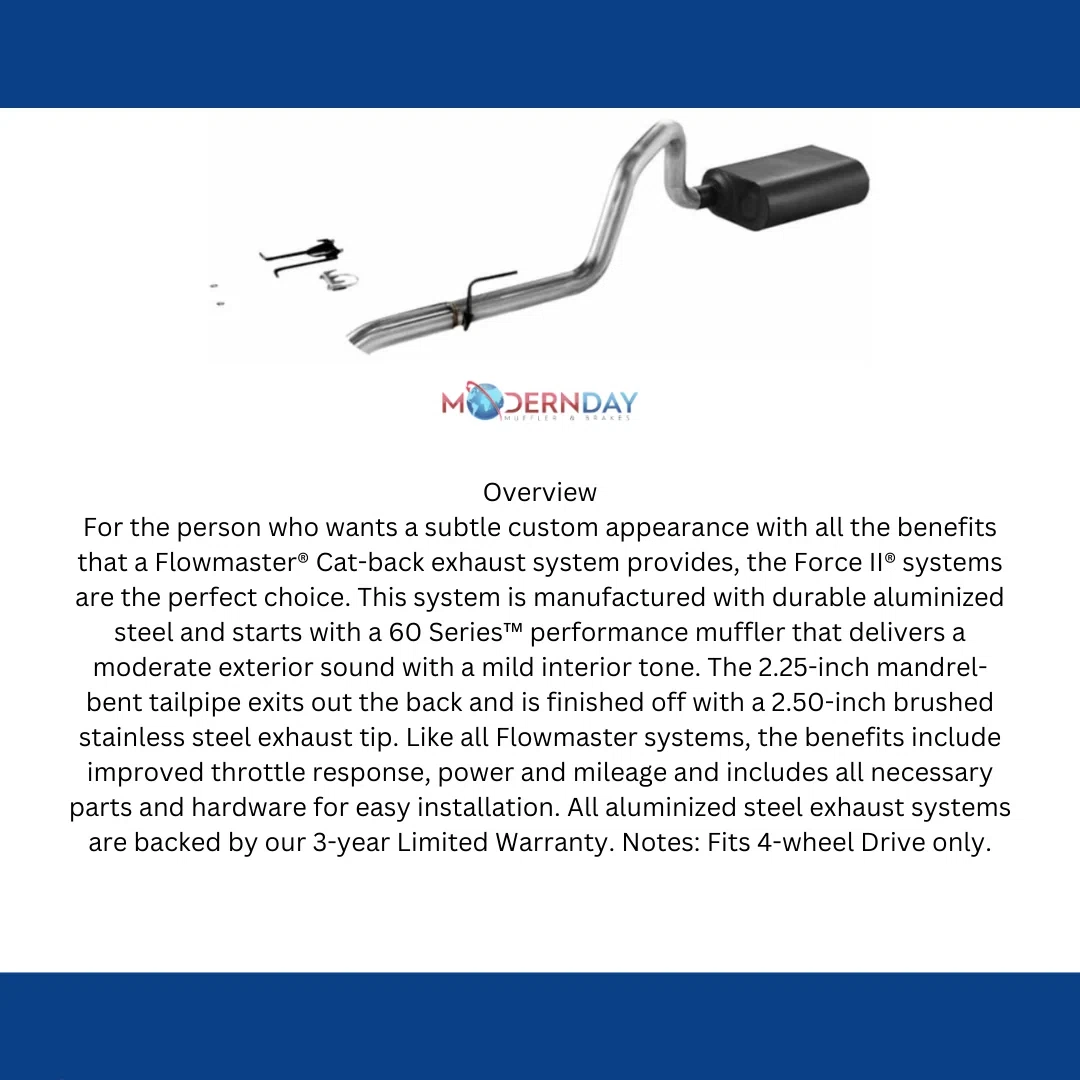 1991-1995 Jeep Wrangler Cat-Back Exhaust Flowmaster Stainless Steel